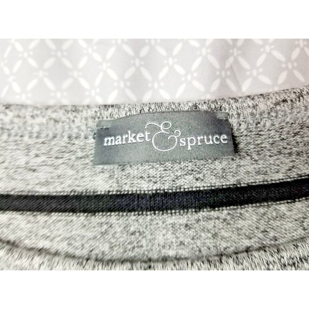 Womens Market & Spruce 3/4 sleeve Gray w/Black Stripe - Large - Picture 4 of 5